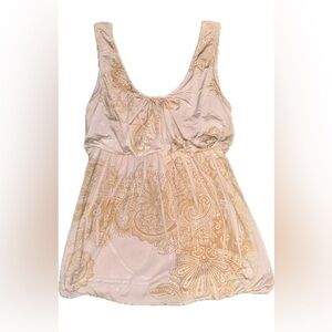 Charlotte Russe Cream and Gold Paisley Top